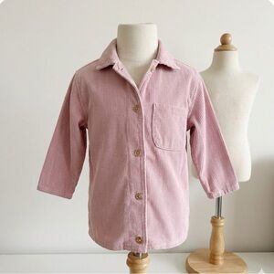 ZARA Kids Pink Corduroy Button Down Overshirt | Size 4-5Y / 110cm